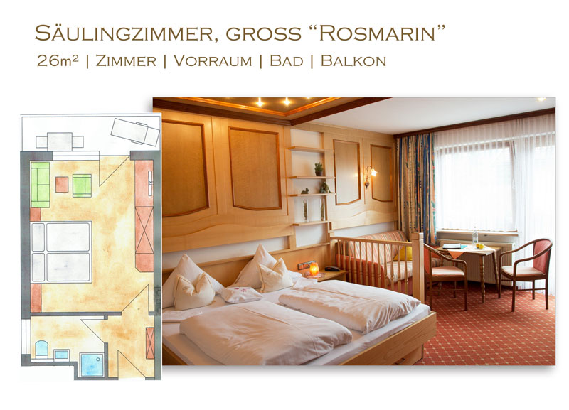 Säulingzimmer "Romarin" im Hotel Steiger