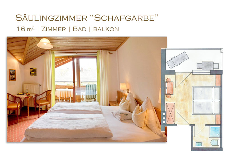 Säulingzimmer "Schafgarbe" im Hotel Steiger